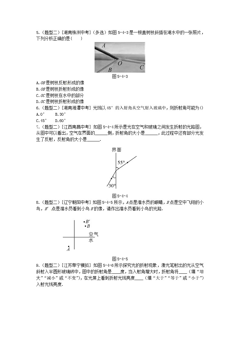 北师大版八年级物理上册练习：第5章《四 光的折射》（含答案）02