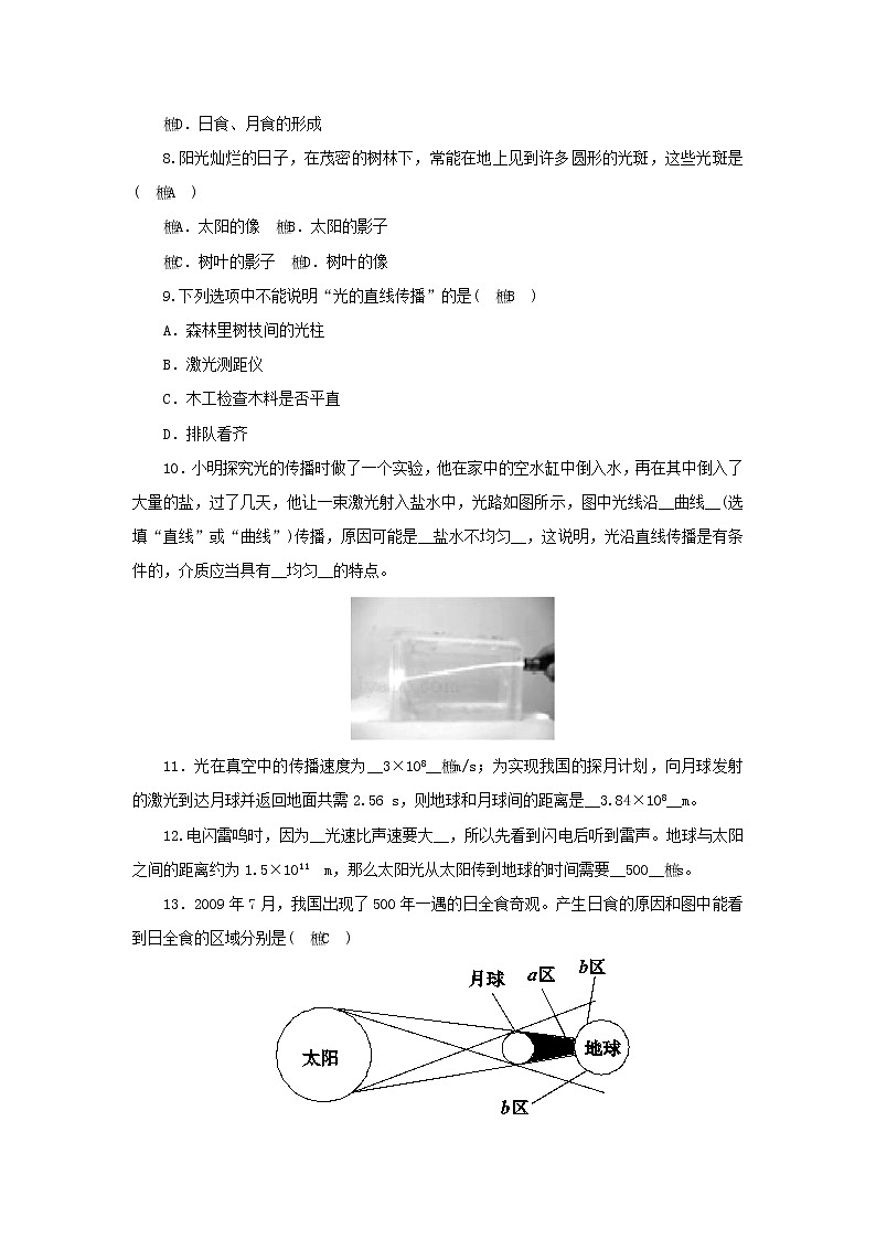 教科版八年级物理上册 第4章第1节《光源光的传播》练习本(含答案)02