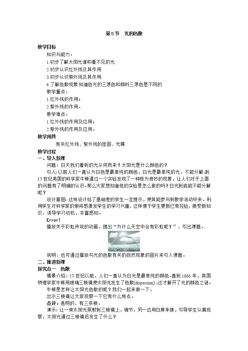 4.5  光的色散. 学案01