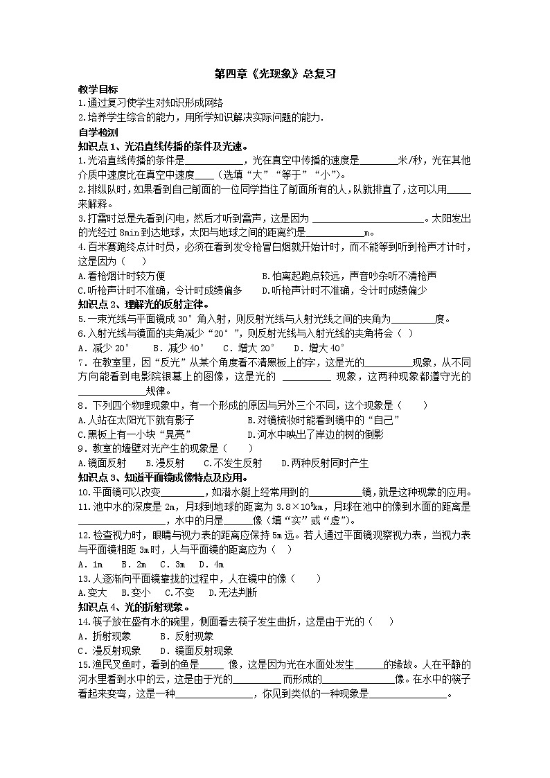 光现象总复习 学案01