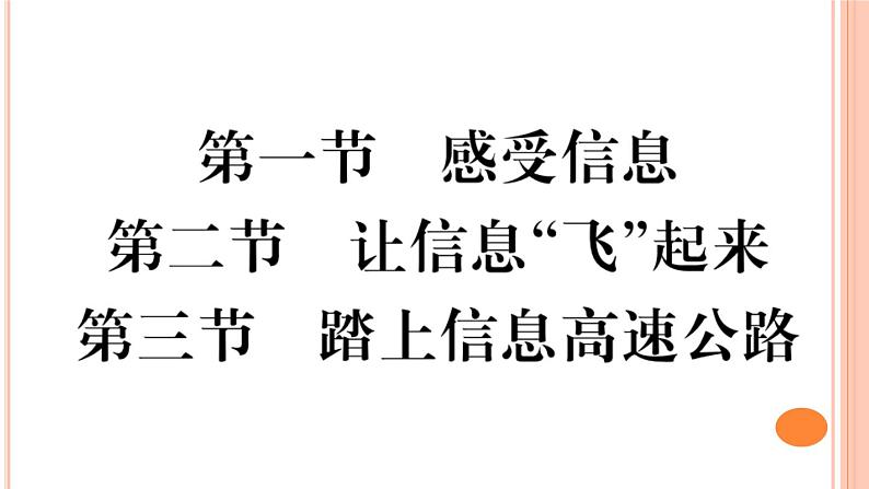 19.1  感受信息&第二节  让信息''飞”起来&第三节  踏上信息高速公路 练习课件01