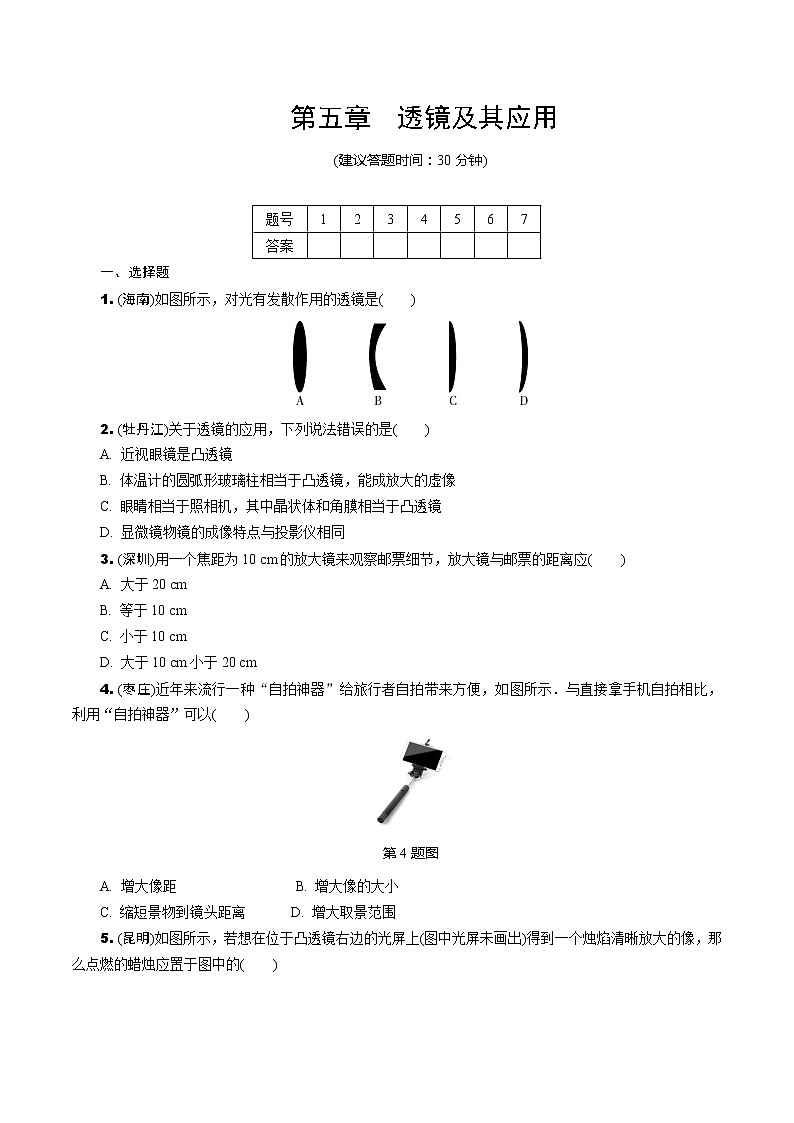 中考复习真题汇编专项复习   透镜及其应用 （有详解答案）01