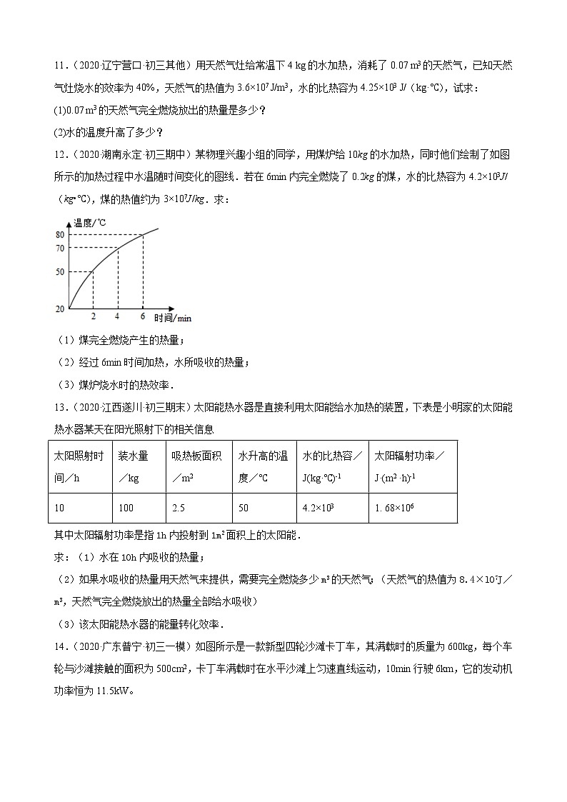 人教版九年级物理综合复习高频考题选编—热学计算题（含解析）03