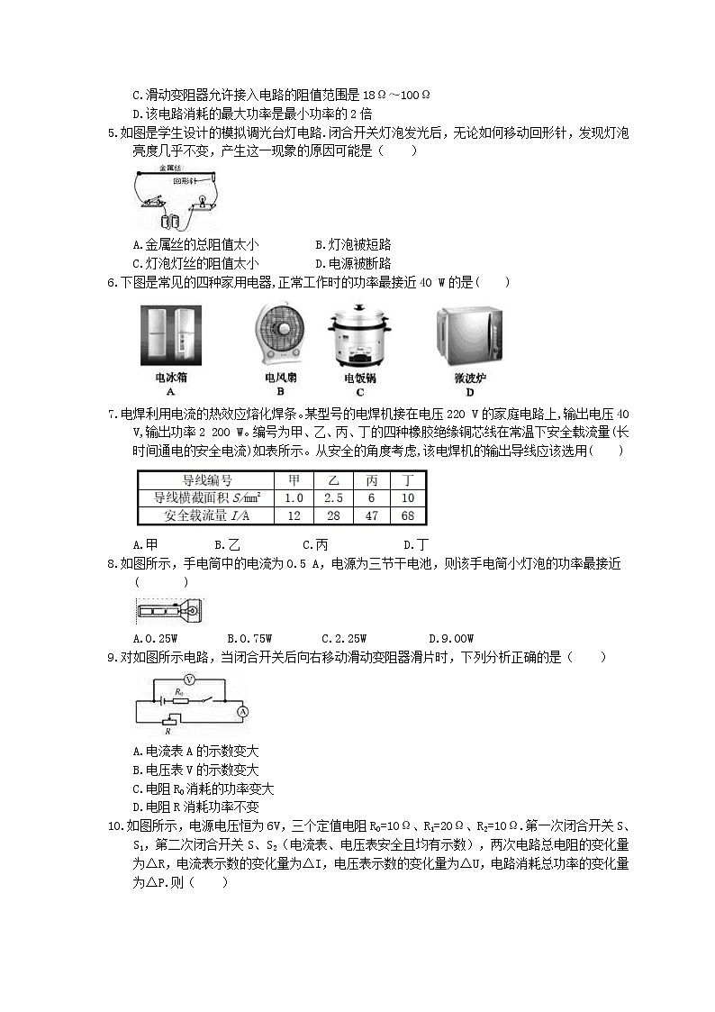 2020年人教版九年级物理《电功率》同步练习（含答案）02