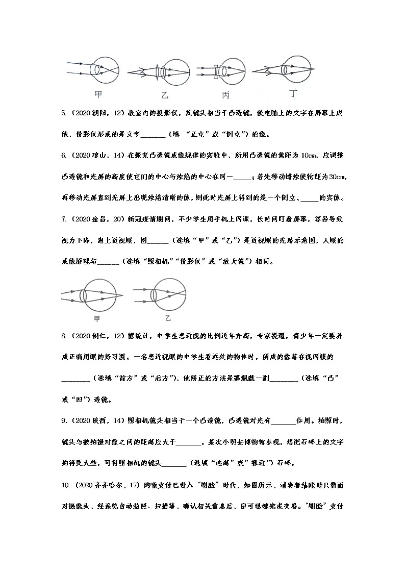 2020年中考物理真题集锦——专题二十八：透镜及其应用02