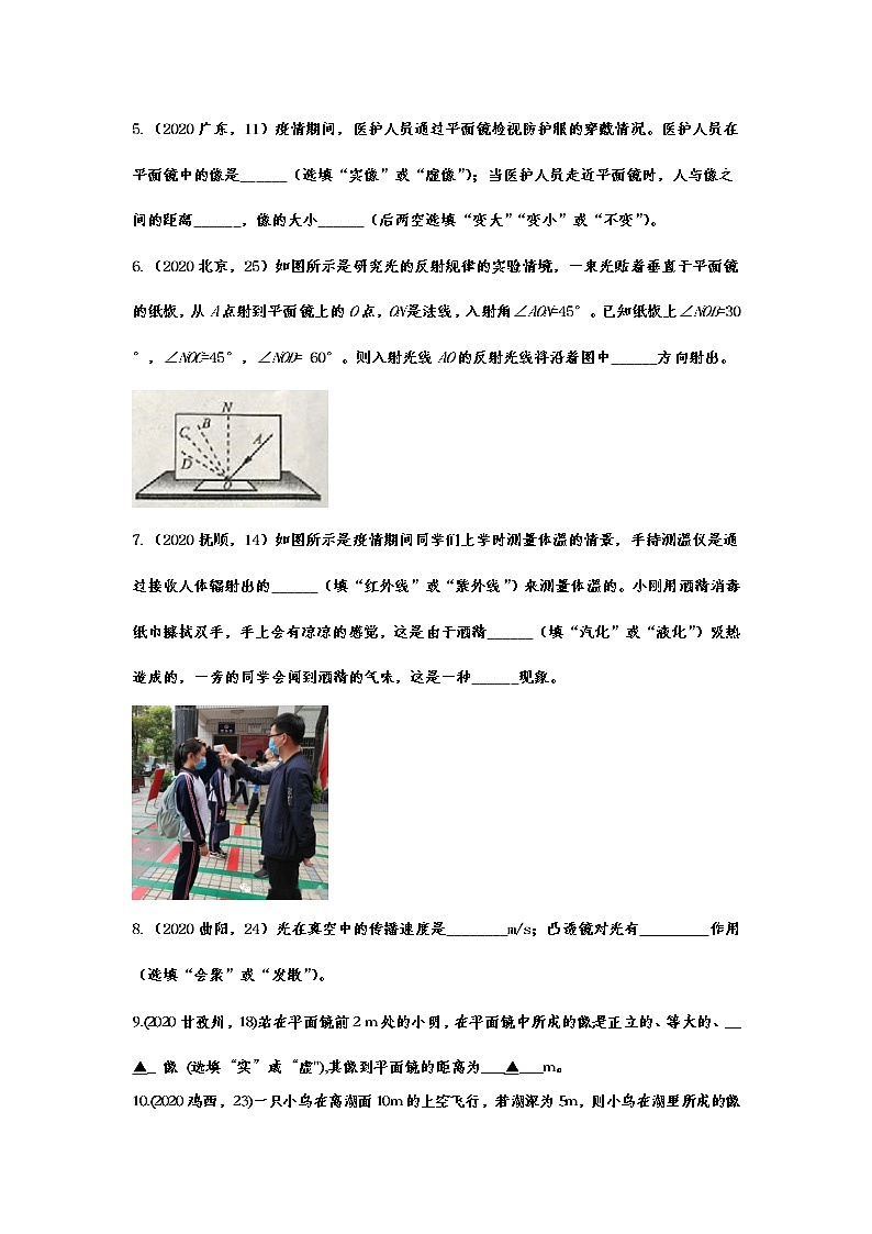 2020年中考物理真题集锦——专题二十七：光现象02