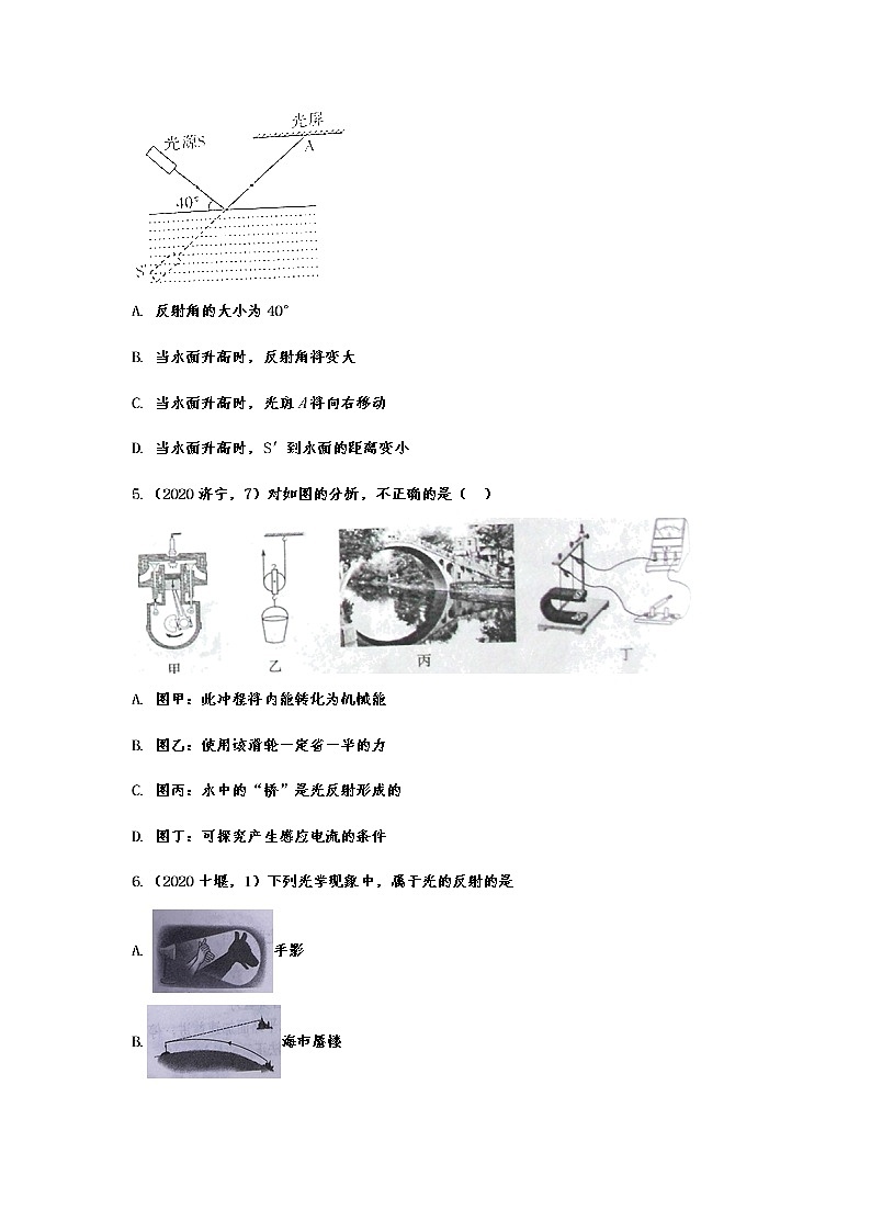 2020年中考物理真题精准训练——专题十九：平面镜成像02