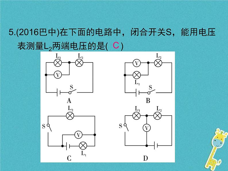 2020年人教版九年级物理全册专题4电压电阻 课件(含答案)第6页