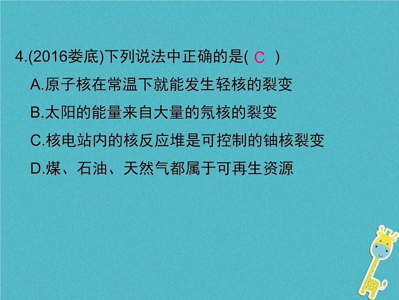 2020年人教版九年级物理全册专题10能源与可持续发展 课件(含答案)第4页