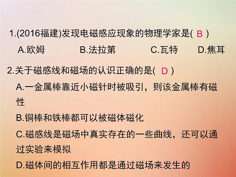 2020年人教版九年级物理全册专题8电与磁 课件(含答案)第2页