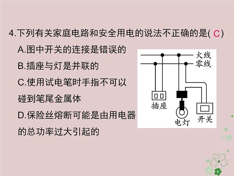 2020年人教版九年级物理全册专题7生活用电 课件(含答案)第4页