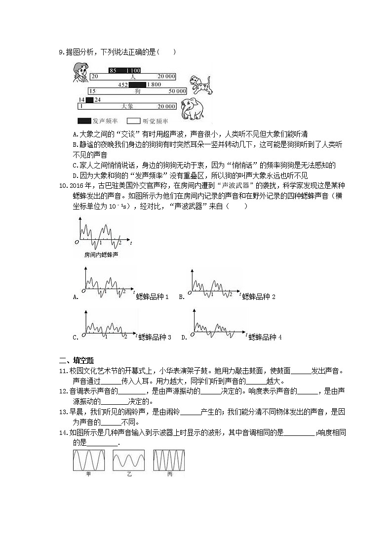 北师大版八年级物理上册《乐音》同步练习（含答案）02