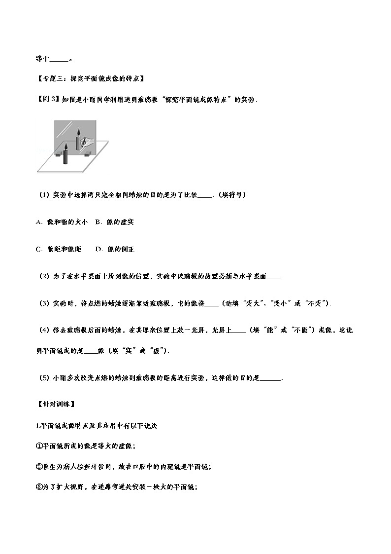 备战2021中考物理章节专题训练——专题四：光现象03