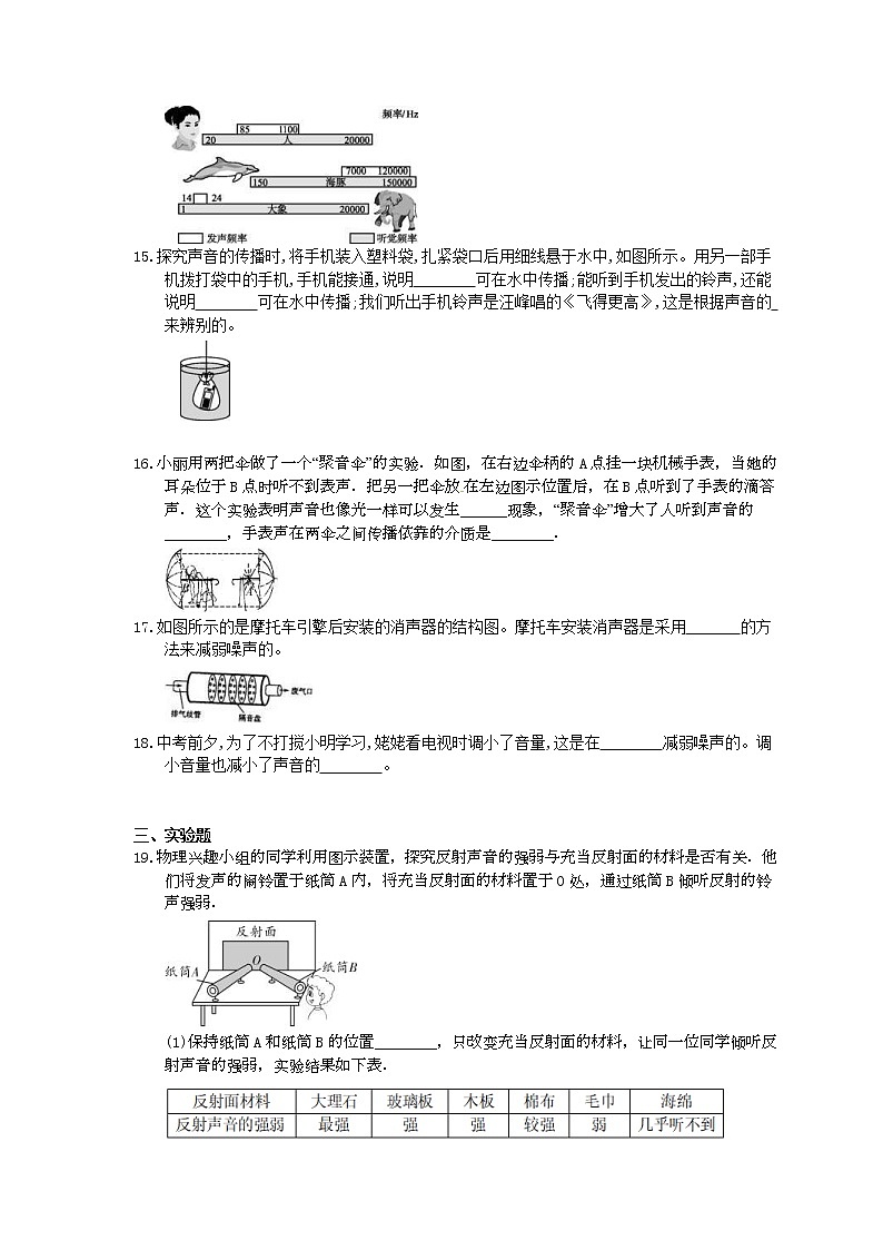 2020北师大版物理八上期末复习《声现象》(含答案) 试卷03