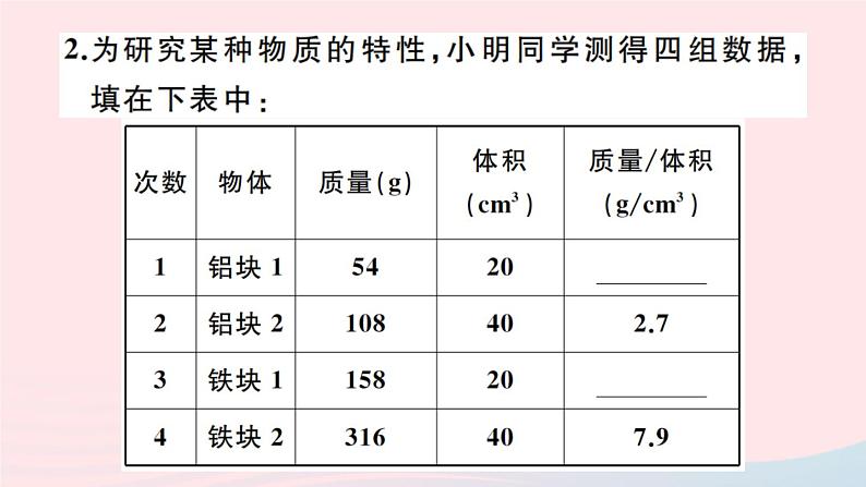 第六章第2节 密度（第1课时探究物质的质量与体积的关系）PPT课件03