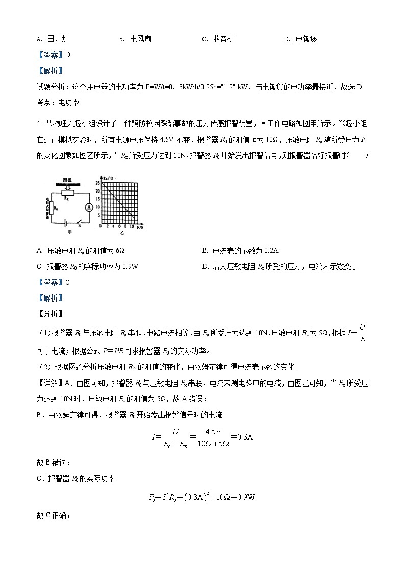 精品解析：沪科版九年级物理 第十六章 电流做功与电功率（解析版） 试卷02