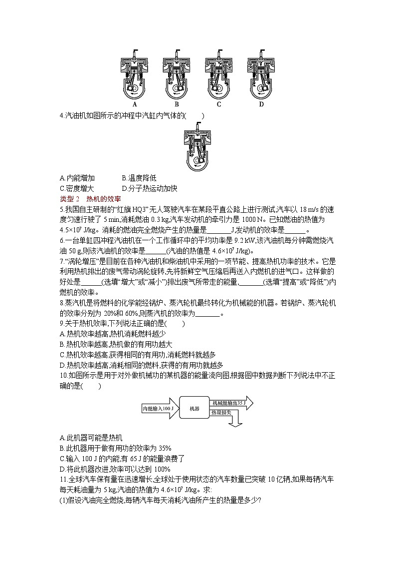 人教版物理九年级上册同步练习第十四章　内能的利用章末小结与提升02