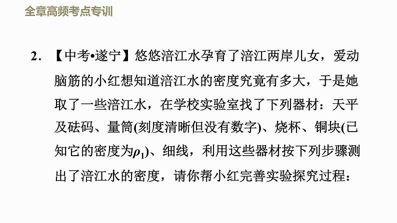 2021-2022学年八年级上物理课件全章高频考点专训   专训2    密度的测量——特殊方法_北师大版08