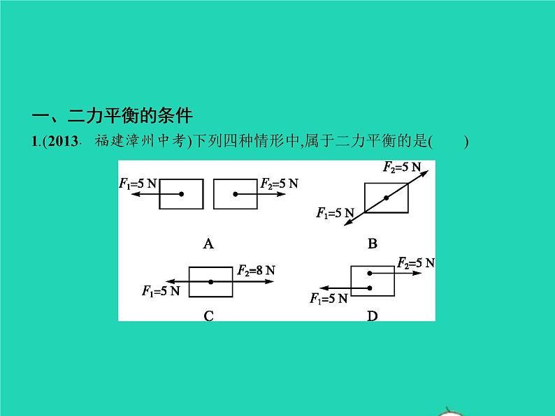 2021年人教版八年级物理下册8.2二力平衡 课件(含答案)08