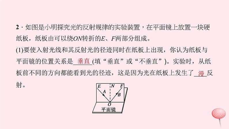 八年级上册期末总复习专题四：光学实验习题08