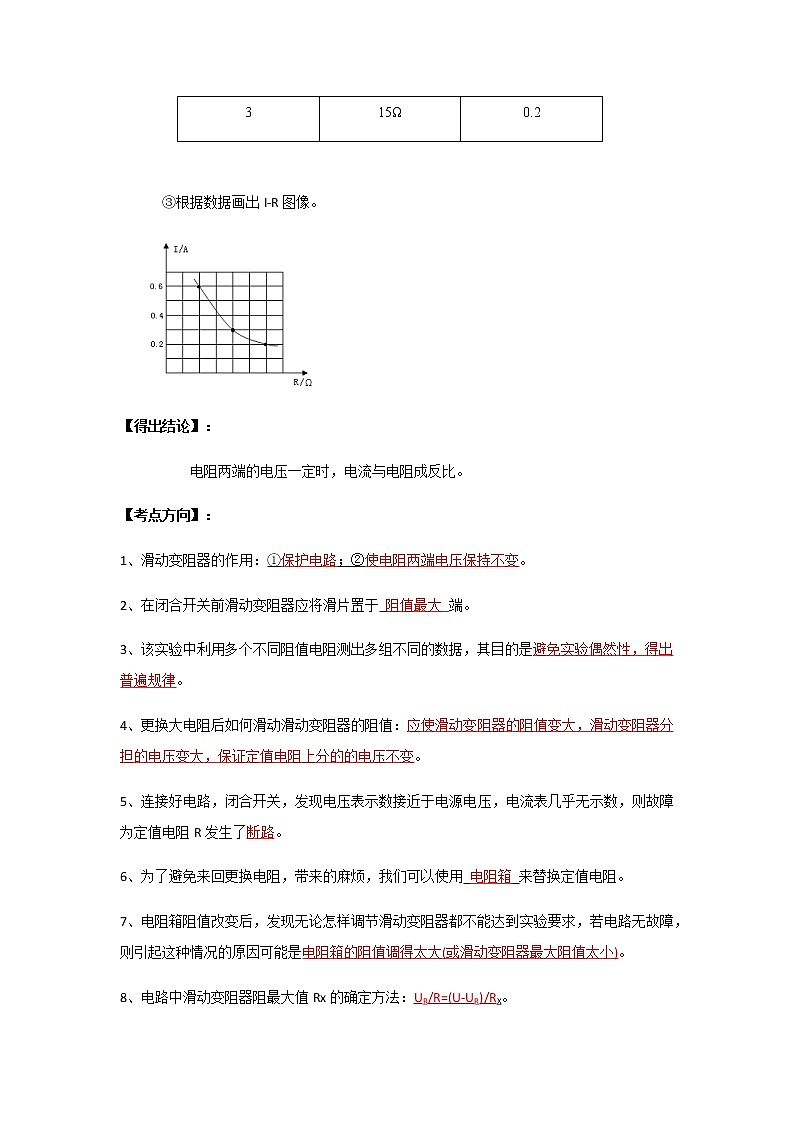 中考物理实验专题实验二十、探究电流与电阻的关系实验02