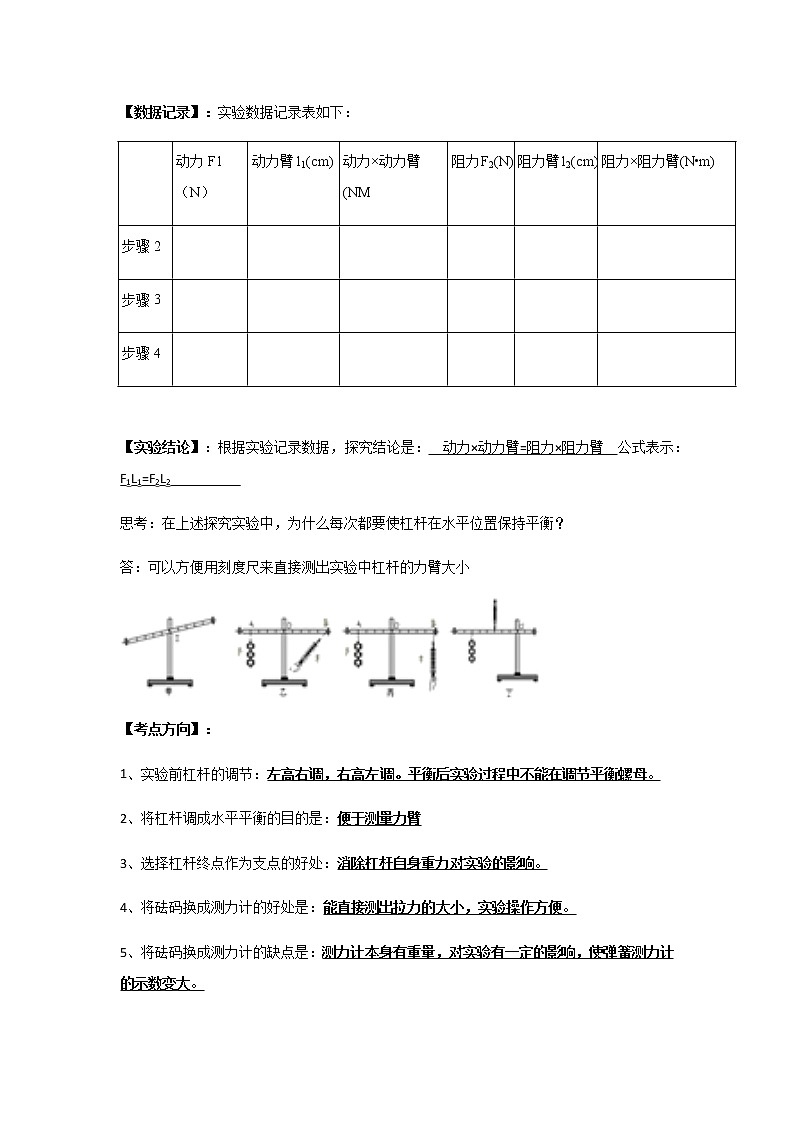 中考物理实验专题实验十五 探究杠杆平衡条件的实验02