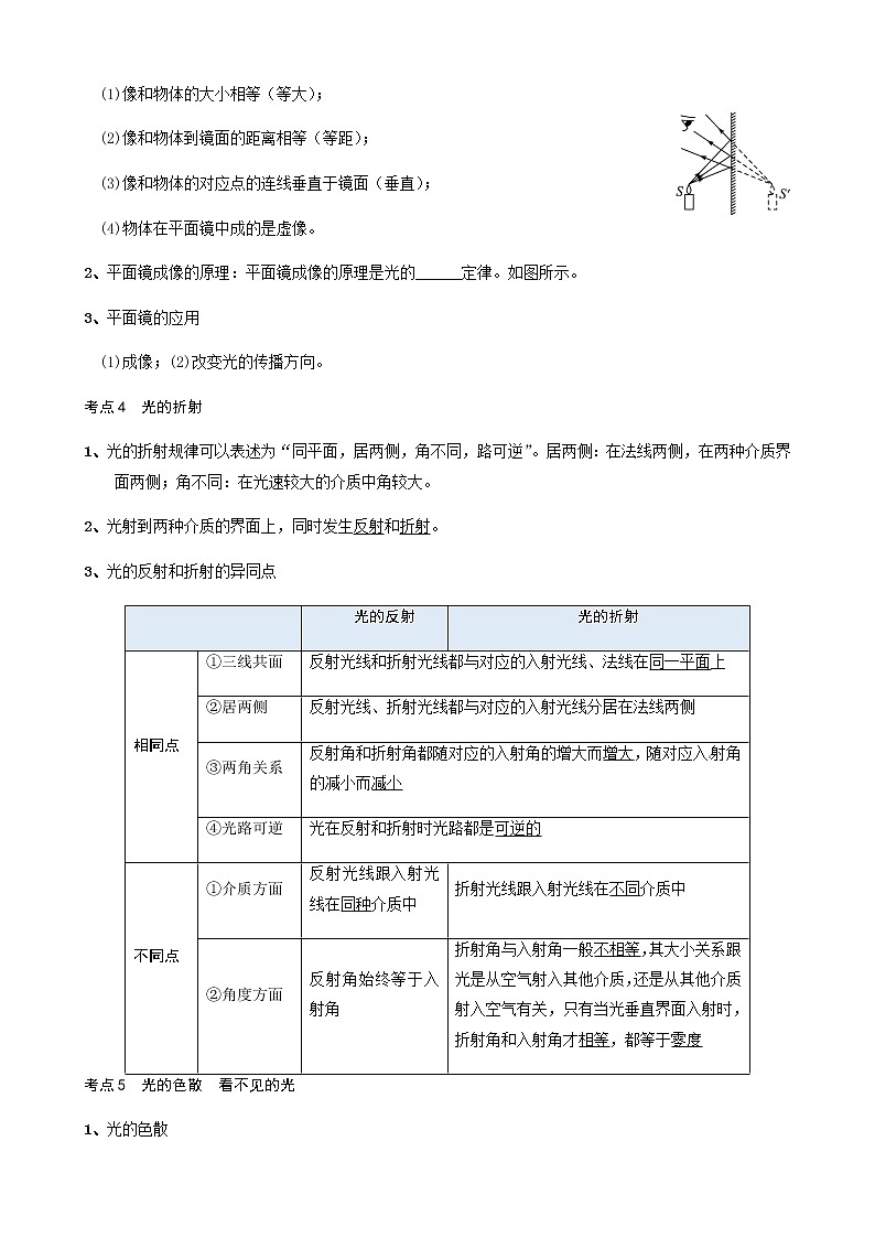 备战广东2021年中考物理一轮复习讲义 第2章  光现象（机构word版）第2页