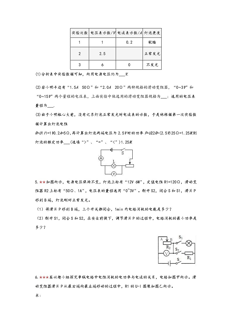 2021年寒假备战中考人教版物理板块复习 （22）——测量额定功率和电功率计算（无答案）03