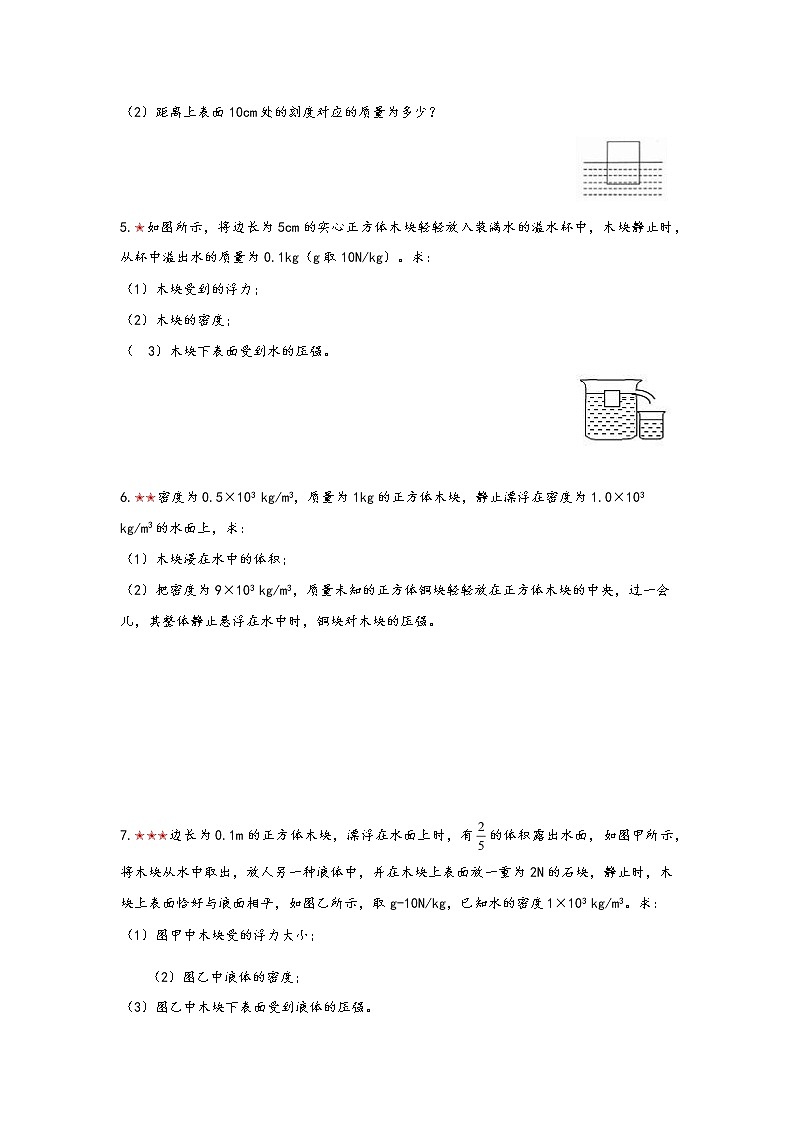 2021年寒假备战中考人教版物理板块复习 （11）——浮力实验和浮力计算（无答案） 试卷03
