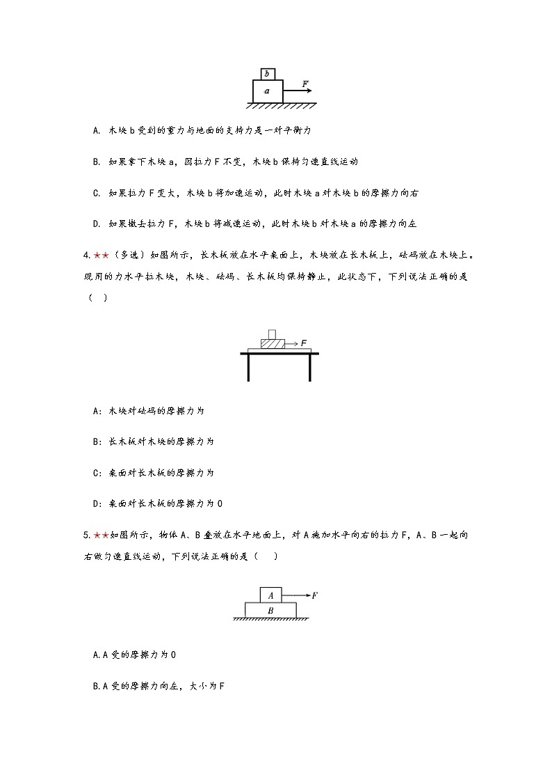 2021年寒假备战中考人教版物理板块复习 （5）——摩擦力（无答案） 试卷02