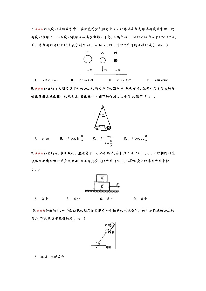 2021年寒假备战中考人教版物理板块复习 （6）——受力分析和力的平衡（无答案） 试卷03