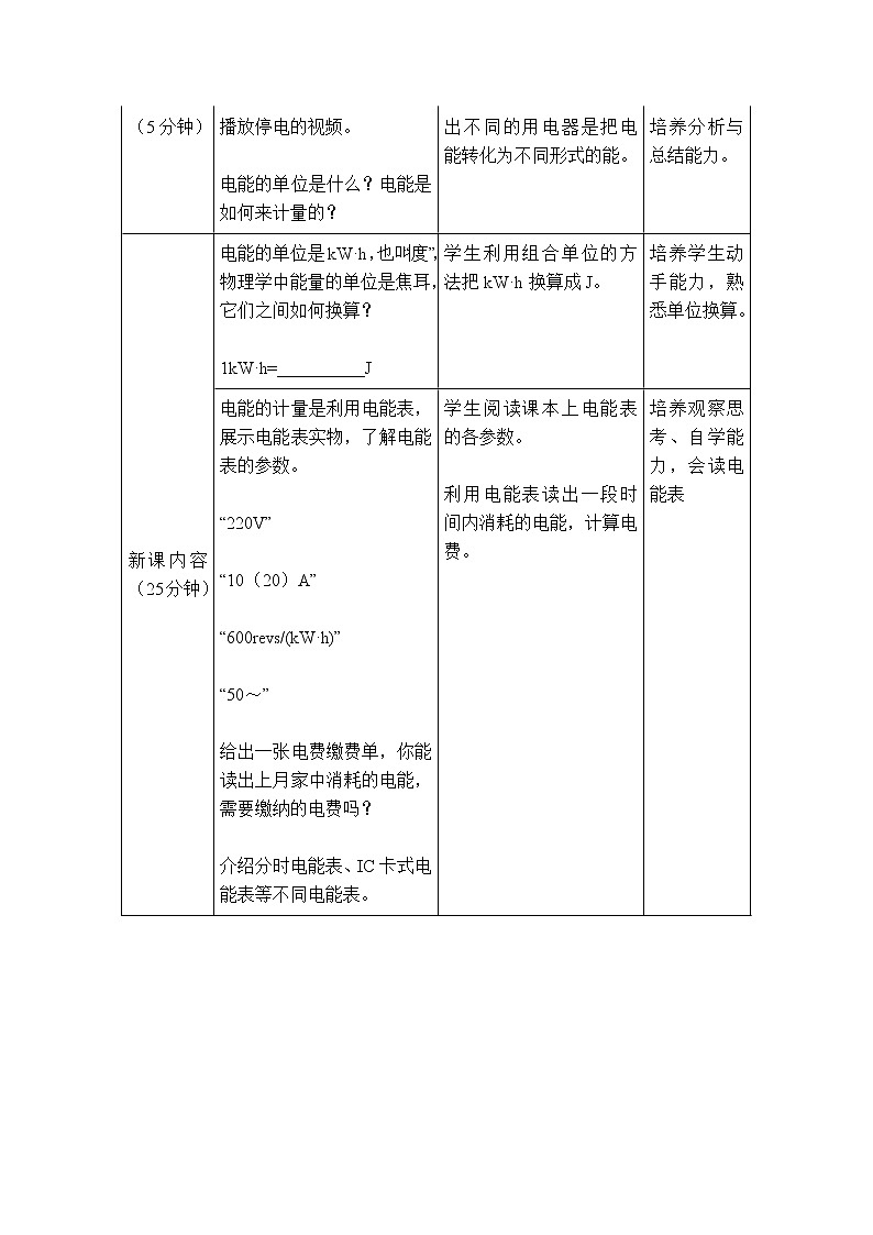 2020-2021学年人教版九年级物理下  第18章电功率 第1节 电能 电功 教案学案课件03