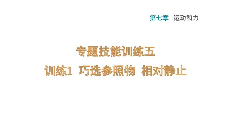 八年级下物理课件专题技能训练五  训练1  巧选参照物  相对静止_沪粤版01