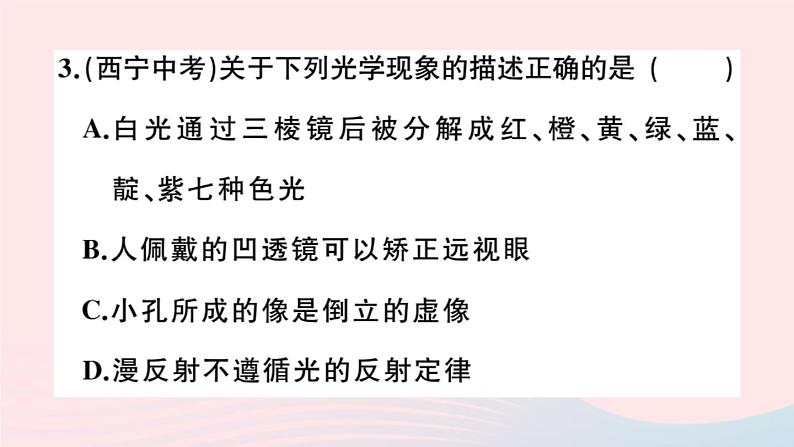 2019秋八年级物理全册综合训练（二）生活中的光现象习题课件（新版）沪科版06