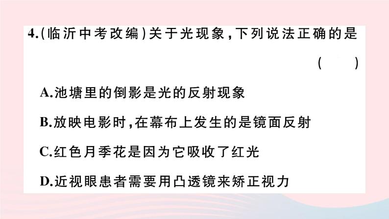 2019秋八年级物理全册综合训练（二）生活中的光现象习题课件（新版）沪科版07