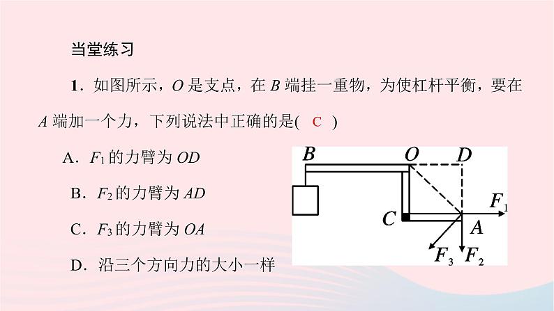 八年级物理全册10-1科学探究：杠杆的平衡条件第1课时认识杠杆及杠杆的平衡习题课件新版沪科版 (1)03