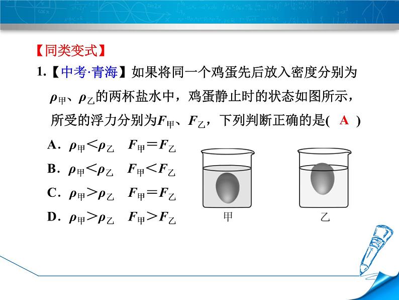 八年级全物理课件专训1　浮沉状态分析_沪科版04