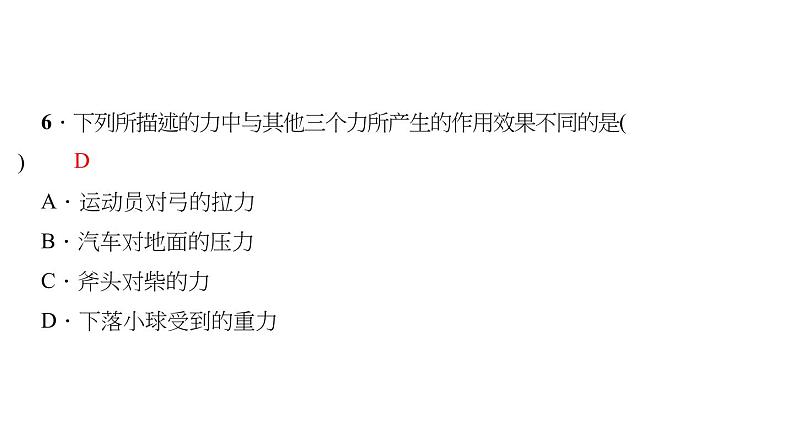 人教版八年级物理下册 7.1_力习题课件第7页