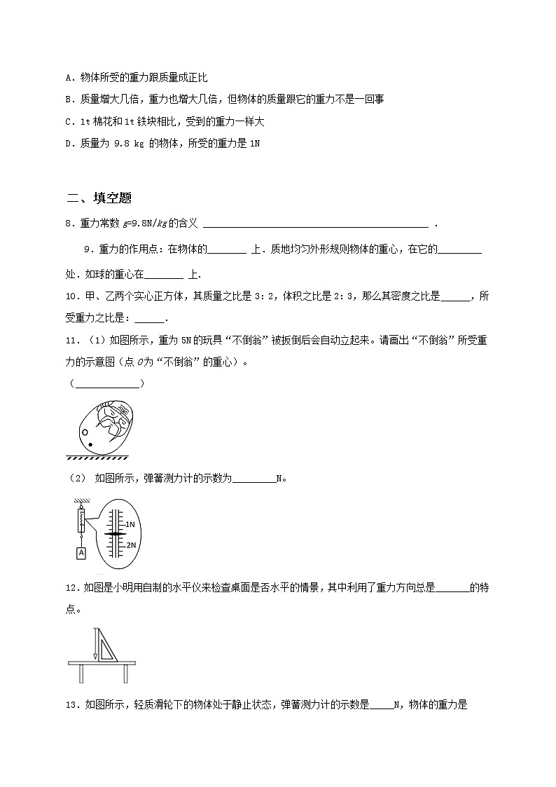 8.2 重力 力的示意图 课件+作业（原卷+解析卷）-八年级物理下册同步备课系列（苏科版）02