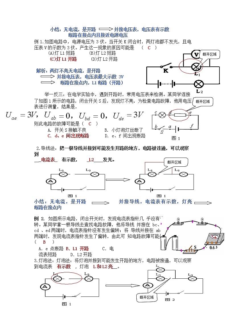 初中物理常见电路故障分析方法精讲第2页