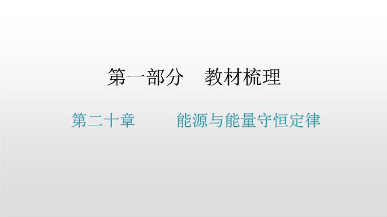 第一部分 第二十章     能源与能量守恒定律—2021届广东物理（沪粤版）中考复习课件01