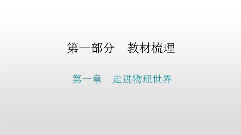 第一部分 第一章  走进物理世界—2021届广东物理（沪粤版）中考复习课件第1页