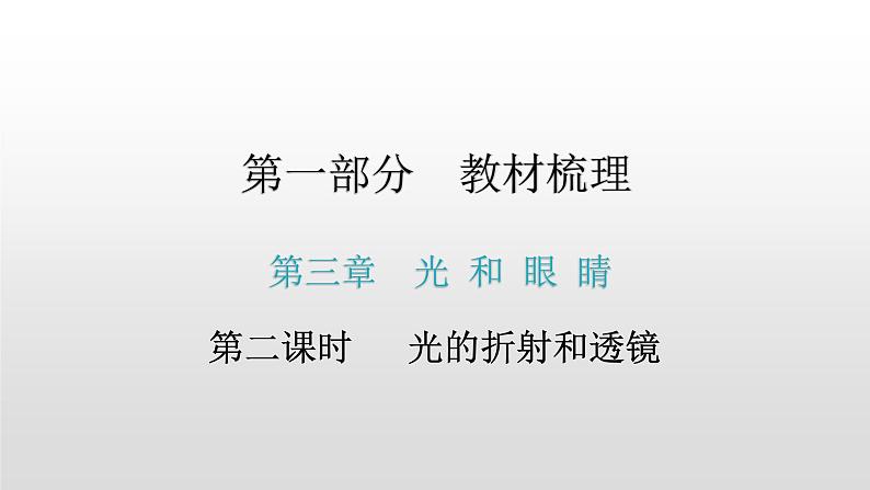 第一部分 第三章，第二课时 光的折射和透镜—2021届广东物理（沪粤版）中考复习课件01