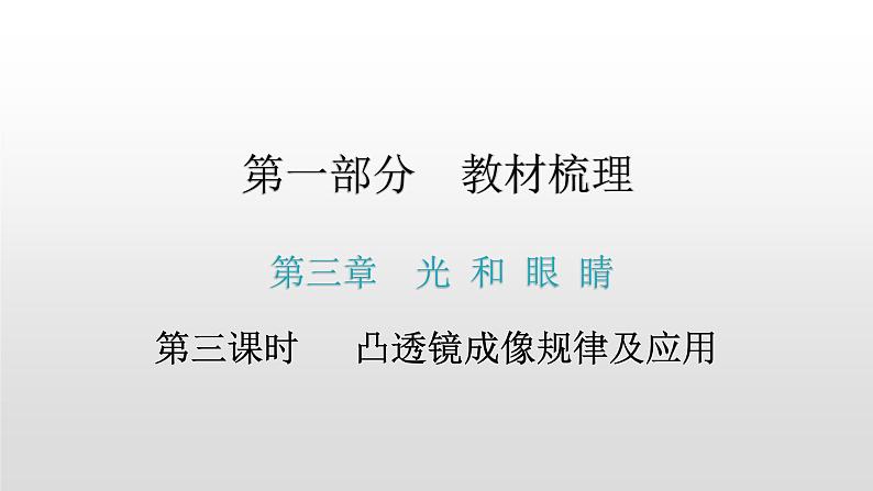 第一部分 第三章，第三课时 凸透镜成像规律及应用—2021届广东物理（沪粤版）中考复习课件第1页