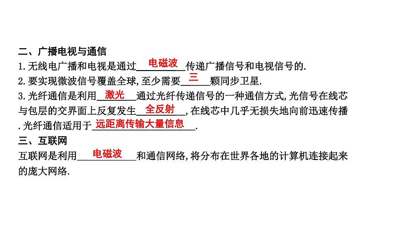 粤版物理九年级下册 第十九章 电磁波与信息时代 章末知识复习 课件02