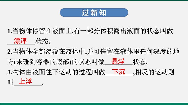 沪粤版八年级物理下册课堂教本  9.3　研究物体的浮沉条件 课件03