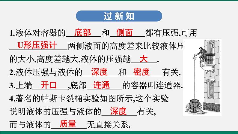 沪粤版八年级物理下册课堂教本  8.2　研究液体的压强 课件03