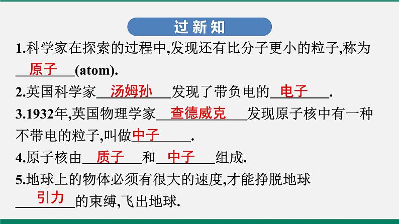 沪粤版八年级物理下册课堂教本  10.3　“解剖”原子　10.4　飞出地球　10.5　宇宙深处10.3　“解剖”原子　10.4　飞出地球　10.5　宇宙深处 课件03