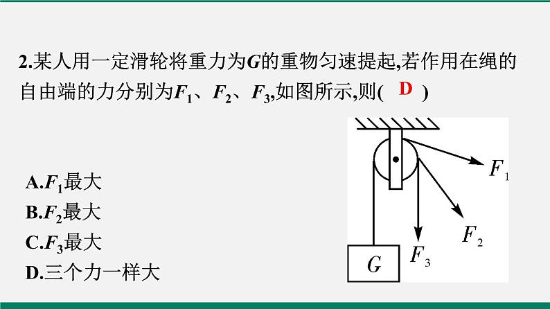 沪粤版八年物理下册课时作业 6.6　探究滑轮的作用 练习课件03