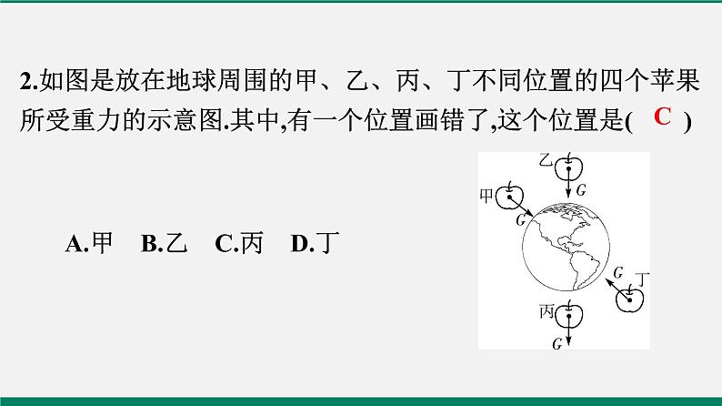 沪粤版八年物理下册课时作业 6.3　重力 练习课件03